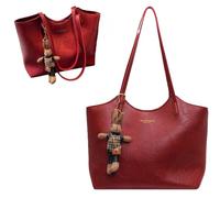 Kuisoe Elena Grand sac à main pour femme en cuir synthétique foncé pour le travail, l'étude, les trajets et les loisirs, rouge
