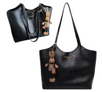 Kuisoe Elena Grand sac à main pour femme en cuir synthétique foncé pour le travail, l'étude, les trajets et les loisirs, Noir