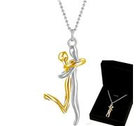 Kuisoe Paire de colliers câlins en argent sterling 925 - Élément d'amour - Bague de câlin - Chaînes dorées pour elle et lui - Cadeau d'anniversaire, taille unique, Acier inoxydable