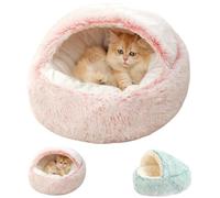 Kuisoe Pilcozy Cocoon-Lit Multifonctionnel pour Animaux de Compagnie Coussin bordé de Velours + Base antidérapante, nid Confortable adapté aux Chats et aux Chiens. (Rose,40×40CM)
