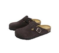 Kuisoe Sabots en liège avec suspension souple - Sangle en cuir réglable - Semelle orthopédique et semelle antidérapante - Chaussons confortables pour homme et femme, Daim moka, 38 EU