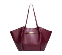 Kuisoe Sac a main cours -sac a main pour les cours lycee-Grande capacité en cuir vegan lisse - Idéal pour le travail ou les cours à l'université (Rouge)
