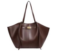 Kuisoe Sac a main cours -sac a main pour les cours lycee-Grande capacité en cuir vegan lisse - Idéal pour le travail ou les cours à l'université (Marron)