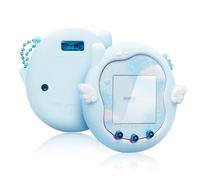 Kuitmor Coque en silicone motif murmure d'ange compatible avec Tamagotchi Uni, coque de protection intégrale avec autocollants décoratifs et chaîne de perles - Bleu