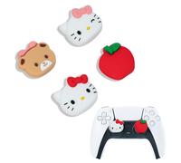 Kuitmor Lot de 4 jolis capuchons de pouce pour PS5 en silicone souple compatibles avec manette PS5/PS4/Switch Pro (Hello Kitty)