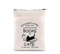 KUIYAI Book And Cats Book Sleeve Couverture de livre pour bibliothécaire Cadeau pour les amoureux du livre Noir, Once Upon Book & Cat, Moderne