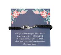 KUIYAI Bracelet girafe avec inscription « Always Remember You are Braver Stronger Smarter Than You Think », Métal, Acier inoxydable.