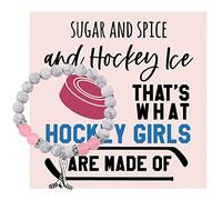 KUIYAI Cadeau pour fille de hockey sur glace, bracelet de perles de guérison avec breloque de hockey, c'est ce dont les filles de hockey sont faites, 6.5-8.5 inches, Cuivre