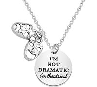 KUIYAI Collier de théâtre Broadway avec inscription « I'm Not Dramatic I'm Theatrical », 3, Acier inoxydable