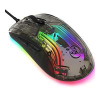 KUIYN Souris transparente 383 PRO X400, ultra légère, 13 souris rétroéclairées RVB, 6 DPI réglables, programme Marco, modèle optique USB, modèle Aerox pour Win10/Xbox/PS4/PS5/Mac/HP/Acer, C-Clear