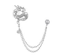 Kuizhiren1 Broche tendance en forme de dragon chinois avec strass et chaîne - Argenté