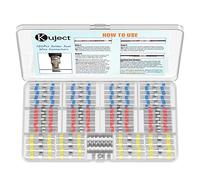 Kuject 120PCS Connecteur de Fil de Joint de Soudure Isolés, Connecteurs Bout étanches avec Gaine Thermorétractable, Cosses Electriques et Kits pour Automobile, Motos, Bateau, Rétrécissement 3:1