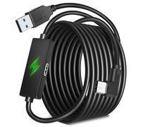 Kuject Câble de liaison de 4,9 m pour Quest 3S/3, Quest 2 et Quest Pro, avec port de charge séparé pour une alimentation ininterrompue, câble USB 3.0 de type A vers C pour accessoires de casque VR et