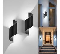 KUKAK LED Applique Murale intérieur/Extérieur,10W 6000K Blanc Froid Lampe,Up Down Luminaire Murale,Éclairage Etanche IP65,Spirale Métal pour Bar,Chambre à Coucher 2PC