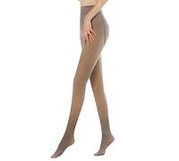 Kukeyiee Collants pour Femmes Collant Polaire Chaud Faux Translucide Collant Opaque Collant Chaud Hiver Doublé Collant Thermique Polaire Leggings Collant Taille Haute(220g,1pc Café Translucide)