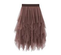 Kukeyiee Jupe Femme Tulle Tutu Irrégulier sous-Jupe superposée Jupe Ballet Prom Party Robe plissée A-Line Jupe Midi Champagne Taille Unique