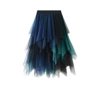 Kukeyiee Jupe Femme Tulle Tutu Irrégulier sous-Jupe superposée Jupe Ballet Prom Party Robe plissée A-Line Jupe Midi Vert Bleu Taille Unique