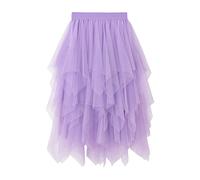 Kukeyiee Jupe Femme Tulle Tutu Irrégulier sous-Jupe superposée Jupe Ballet Prom Party Robe plissée A-Line Jupe Midi Violet Taille Unique