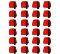Kuki Lot de 24 chapeaux de fès en feutre rouge avec pompon noir - Guerre froide, russe, turc, arabe, voyage dans le temps, accessoire de déguisement de médecin
