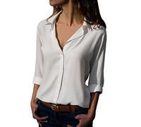 KUKICAT Chemise en Mousseline Femme Casual Shirt Manche Longue Classique Simple Slim Fit Blouse Couleur Unie À l'aise Automne