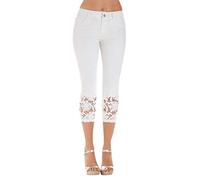 KUKICAT Jean Dentelle Femmes Taille Haute Jean Pantacourt Skinny Denim Capri Jeggings Grande Taille Vintage Casual Pants