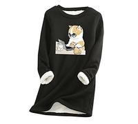 KUKICAT Sweat Polaire Femme Hiver Chaud Sweatshirt Grande Taille Doublure Toison Pullover Col Rond Loose Loungewear Comfortable