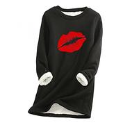 KUKICAT Sweat Polaire Femme Hiver Chaud Sweatshirt Grande Taille Doublure Toison Pullover Col Rond Loose Loungewear Comfortable