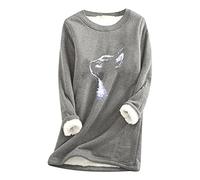 KUKICAT Sweat Polaire Femme Hiver Chaud Sweatshirt Grande Taille Doublure Toison Pullover Col Rond Loose Loungewear Comfortable