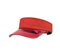 KUKICAT Woman Femmes Hommes Casquette de Protection UV en Plastique PVC Casquette Pare-Soleil avec Visières de Soleil Transparent Chapeau de Golf Casquette de Plage, Rouge, Taille unique