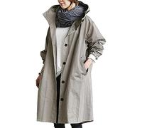 KUKICAT Woman Manteau à Capuche Femme Longue Ample Trench Grande Taille Élégant Coupe-Vent Oversize Hiver Chaud Coat Casual, KUKICAT Tops Femme-0929, Gris, XL