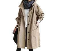 KUKICAT Woman Manteau à Capuche Femme Longue Ample Trench Grande Taille Élégant Coupe-Vent Oversize Hiver Chaud Coat Casual, Jaune, M