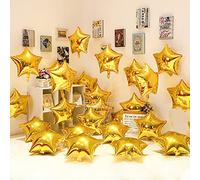 kukifun Lot de 20 ballons en forme d'étoile - 45,7 cm - Doré - En aluminium - Pour anniversaire, fiançailles, mariage, patrie