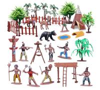 kukifun Lot de 31 accessoires de village américain natif tels que tipi, totem, clôture, animaux et arbres pour l'éducation culturelle et les projets scolaires