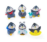 Kukifun Lot de 6 mini figurines de pingouin mignonnes pour gâteaux, jolis personnages de pingouin, jouets fées pour enfants, anniversaire, fête de Noël