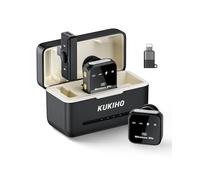 KUKIHO Microphone Lavalier sans Fil avec Boîtier de Charge, 80h Autonomie, Réduction de Bruit, Portée 50m, Plug-and-Play pour iPhone/iPad/Android/PC - Youtube, Vlog, Live-Streaming