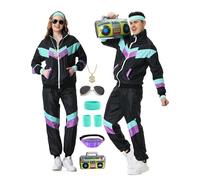 KUKIKUKI Survêtement Costume Adulte Années 80 pour Homme Femme Taille élastique Tracksuit pour Adulte