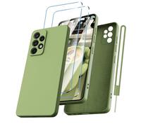 Kukiwhy Coque de protection pour Samsung Galaxy A52S 5G/A52 avec 2 films de protection blindés, ultra fine avec microfibre, protection complète anti-rayures pour Samsung A52 4G/5G, vert matcha