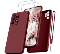 Kukiwhy Coque de protection pour Samsung Galaxy A53 5G avec 2 films de protection blindés - Ultra fine - Avec microfibre - Anti-rayures - Protection complète - Pour Samsung A53 - Vin rouge