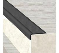 KUKIXKK Nez de Marche Profil d’Angle PVC Auto adhésif Nez de Marche extérieur antidérapant, d'escalier-Protection, Bande antiderapante Bande de Bordure, Largeur 1,5x4cm(Nero,3m/9.84ft)