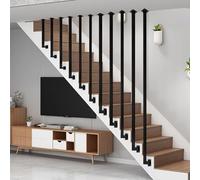 KUKIXKK Rampe d'escalier, balustre en Fer forgé de Type L, Tube carré, poignée de sécurité personnalisée pour Personnes âgées, pour Villa, loft, Appartement(Nero,135cm)