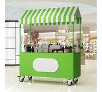 KUKIXKK Stand de Marché Mobile avec Roues à Frein et Auvent Chariot de Vente Étanche pour Vendeur Ambulant Événementiel et Restauration Grand Espace de Stockage(Green A,120cm/47.2in)