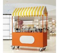 KUKIXKK Stand de Marché Mobile avec Roues à Frein et Auvent Chariot de Vente Étanche pour Vendeur Ambulant Événementiel et Restauration Grand Espace de Stockage(Wit,100cm/39.3in)