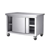 KUKIXKK Table de Travail en Acier Inoxydable pour préparation des Aliments, Multifonctionnel Table de Cuisine, Tables à Manger Armoires à Outils Établis Pied(47.2x23.6x31.4in)