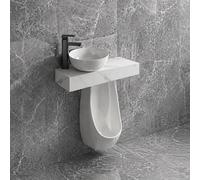 KUKIXKK Urinol Mural pour Hommes avec lavabo et Rangement, Chasse Universelle Efficace Urinal, Urinoir Design 2-en-1 Gain de Place, idéal pour Petites salles de Bains et WC publics(120cm/47.2in)