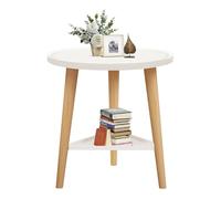 KUKKUME table ronde à 2 niveaux avec rangement - Appui-bois basse - Salon, chambre