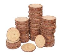 kukmakri Lot de 76 tranches de bois brut pour centres de table, tranches de bois naturel de 10 à 12 cm avec écorce d'arbre, pin et disques ronds en bois pour loisirs créatifs, centres de table, art et