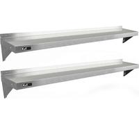 KuKoo 2 x Gastro Étagère en acier inoxydable Étagère murale Étagère de cuisine Étagère murale Épices