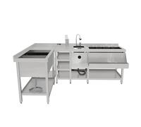 KuKoo Bar à Cocktails Deluxe Bac de Glace & Unité d’Angle Modulaire Acier INOX Évier Mitigeur Speed Rail Étagères Rince-Verres Diviseurs Crédence (2 Connexions & Shaker Inclus) CHRD HORECA