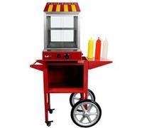 Cuiseur Vapeur Commercial avec Chariot pour Hot Dog Machine à Pain Saucisses 2000W En Inox à 2 Niveaux Température 30° à 110° Ajustable [Pince & Pot à Sauce GRATUITS] Parfait pour Fête, Events