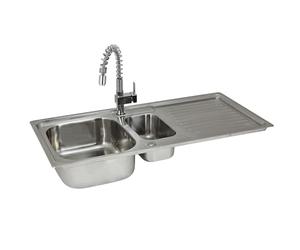 KuKoo - Évier de Cuisine en Acier Inoxydable 105cm x 50cm et Robinet Rainbow